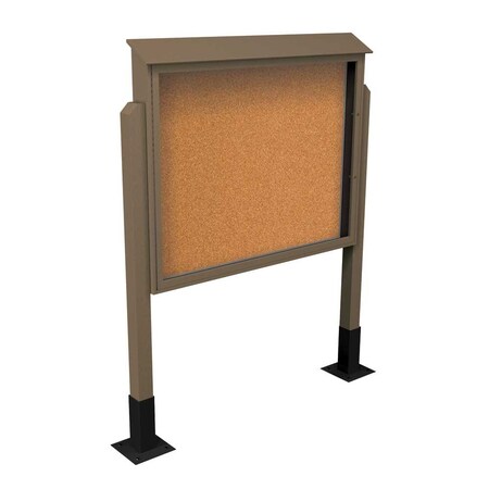 United Visual Products Sliding Door Indoor Enclosed Corkboard, 4 UV9025ACSH4824-SATIN-CORK